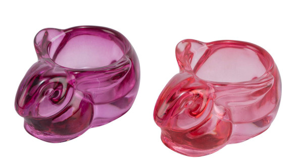 Teelichthalter HASE in pink aus Glas