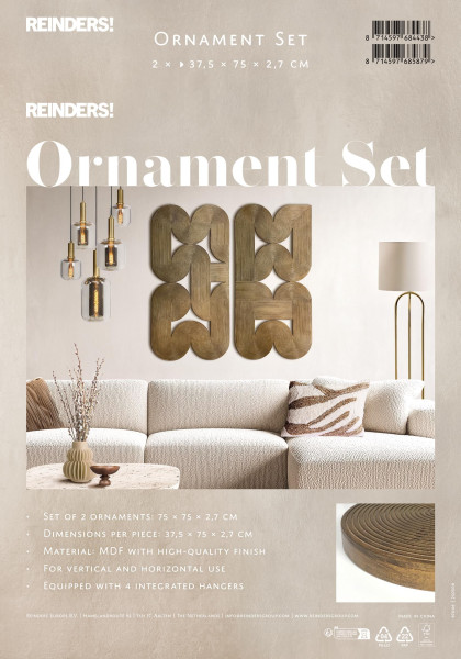 Wanddeko ORNAMENT-SET in braun aus MDF