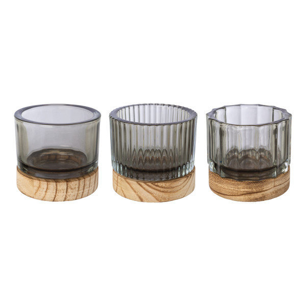 Teelichthalter LIMANO in braun aus Glas