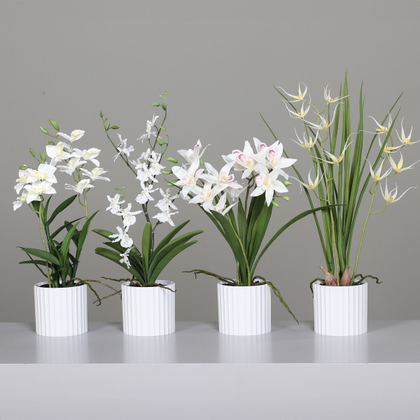 Kunstblume Orchidee in creme aus Kunststoff