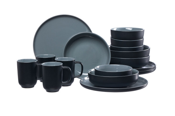 Kombiservice JASPER in schwarz aus Steinzeug