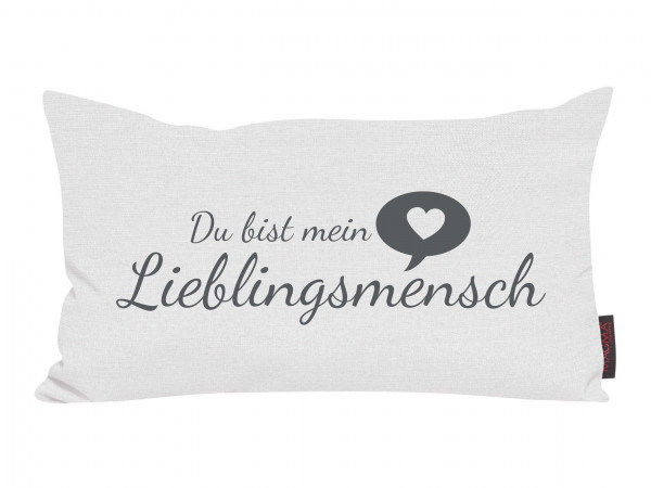 Kissen LIEBLINGSMENSCH weiß in weiß aus Mischgewebe