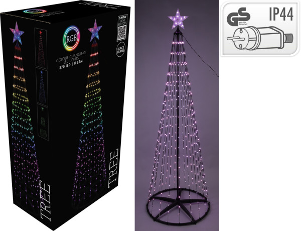 Dekoobjekt LED X-MAS TREE in schwarz aus Materialmix