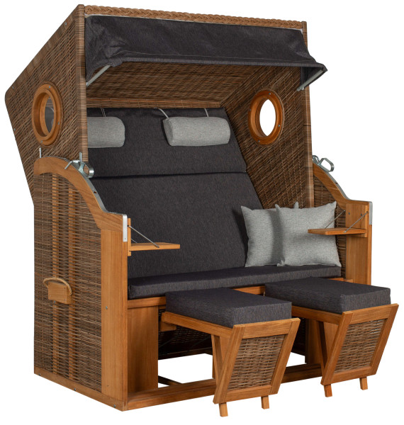 Strandkorb WAVE XL in braun aus Teak
