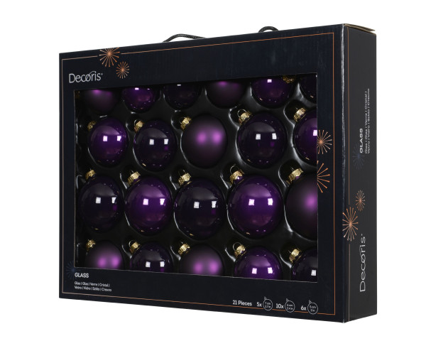 Weihnachtskugel-Box MIDI FEIGE in lila aus Glas