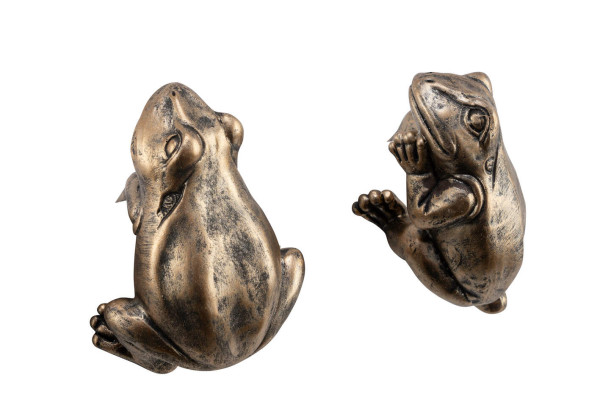 Übertopfhänger FROSCH in goldfarben aus Polyresin