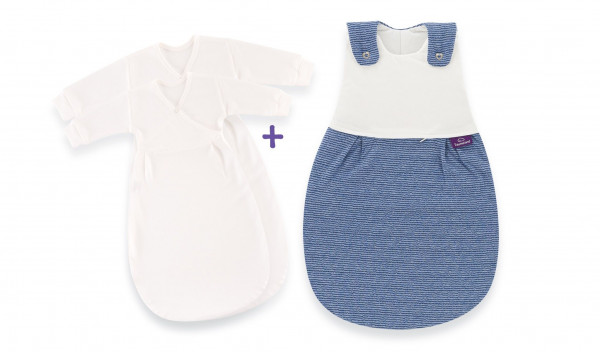 Babyschlafsack-Set WAVES in blau aus Baumwolle