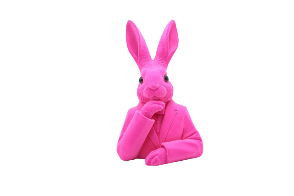 Hase FLOCKY in pink aus Polyresin