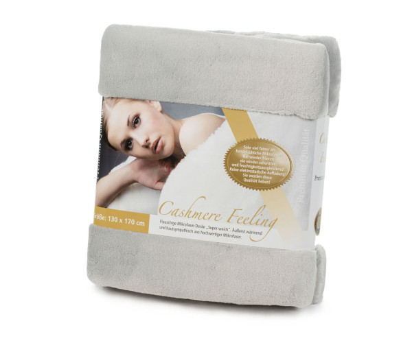 Wohndecke Cashmere silber in weiß aus Polyester