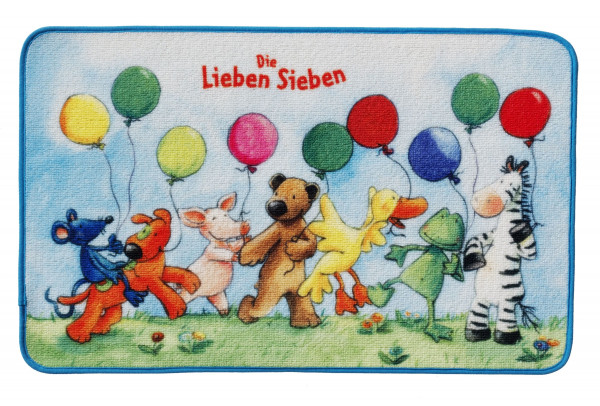 Teppich DIE LIEBEN SIEBEN in hellblau aus Polyester
