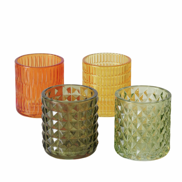Windlicht STRUCTA in mehrfarbig aus Glas