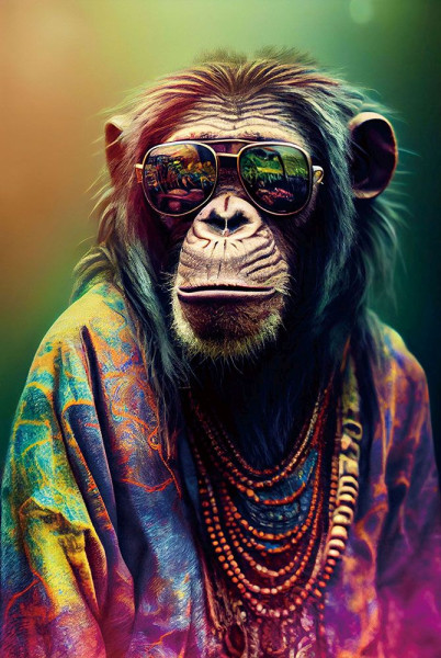 Glasbild HIPPIE STYLE in mehrfarbig aus Glas