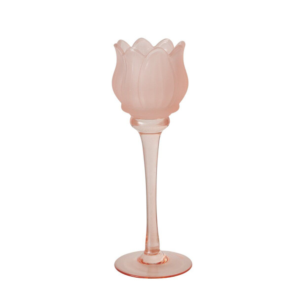 Teelichthalter TULLY rosa in rosa aus Glas