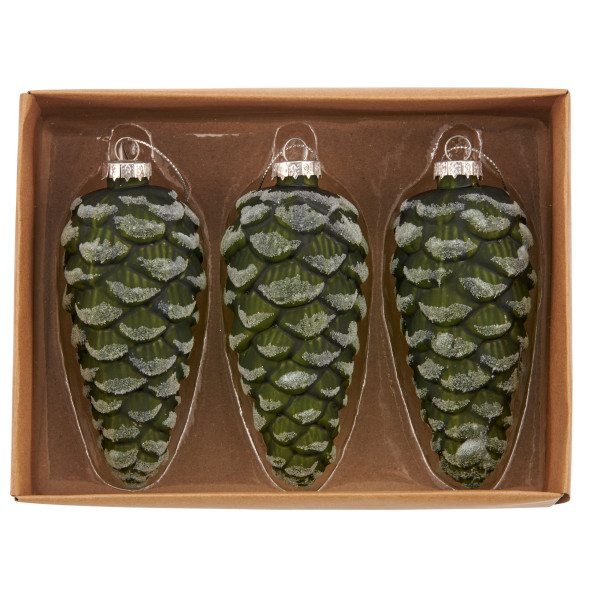 Christbaumschmuck Hänger Zapfen in grün aus Glas