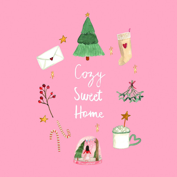 Servietten Cozy Home in rose aus Papier