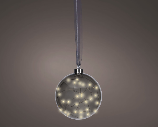 Weihnachtskugel LED in grau aus Glas