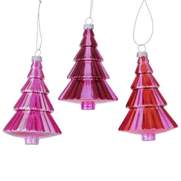 Weihnachtskugel Baum LINY in pink aus Glas