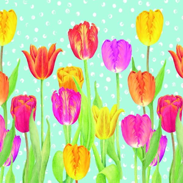 Servietten HAPPY TULIPS in bunt aus Papier