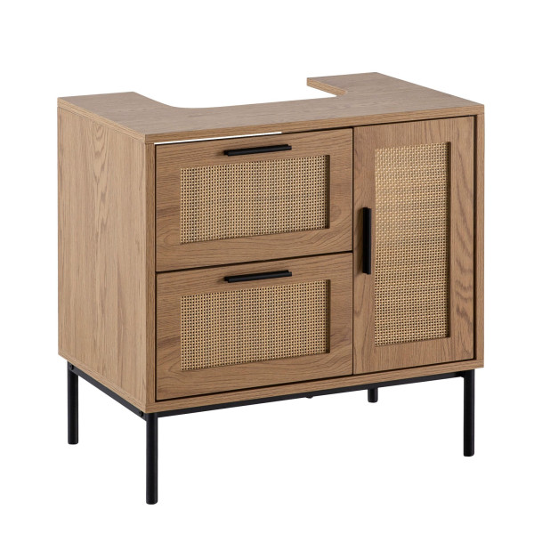 Waschbeckenunterschrank in braun aus Materialmix