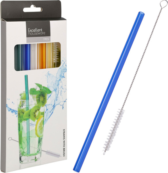 Trinkhalm-Set in mehrfarbig aus Glas