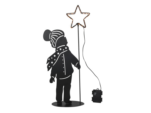 Dekofigur LED KIND in schwarz aus Metall