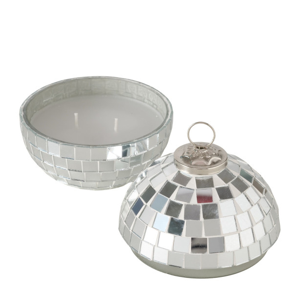 Kerzentopf LEONORA in silberfarben aus Materialmix