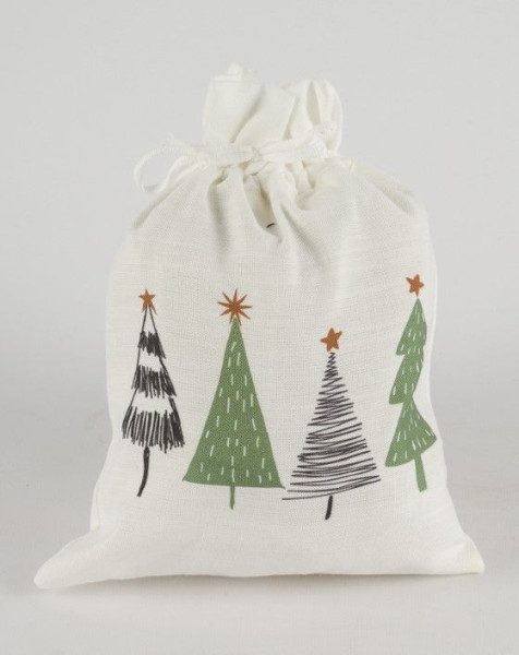 Geschenkbeutel Tanne in weiß aus Stoff