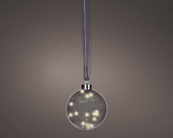 Weihnachtskugel LED in grau aus Glas
