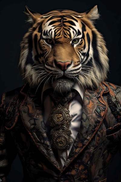 Glasbild PORTRAIT OF A TIGER in braun aus Glas