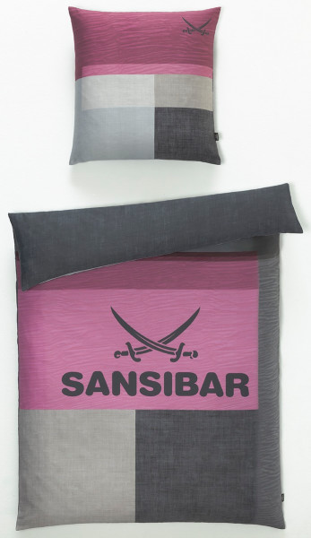 Bettwäsche SANSIBAR Satin in Berry aus Baumwolle