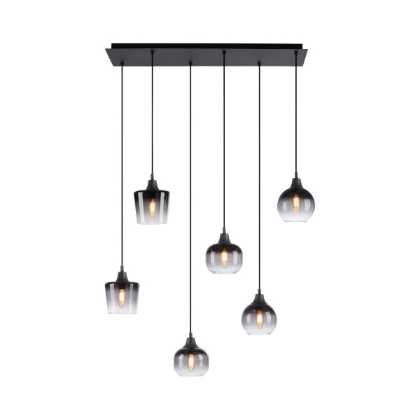 Pendelleuchte ZEA in schwarz aus Materialmix