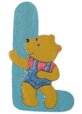 Holzbuchstabe L Bär-Design in bunt aus Holz