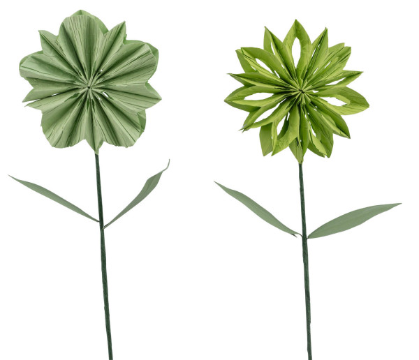 Papierblume am Stiel in grün aus Papier