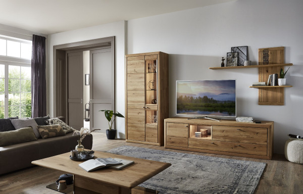 Wohnwand witlake ANCONA in Wildeiche aus Massivholz