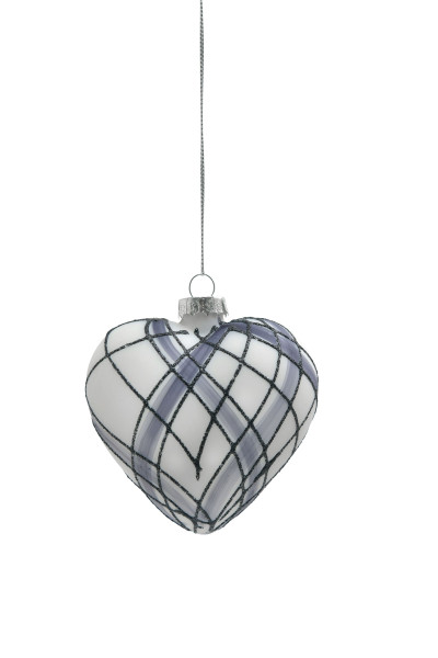 Weihnachtskugel Herz LINES in grau aus Glas