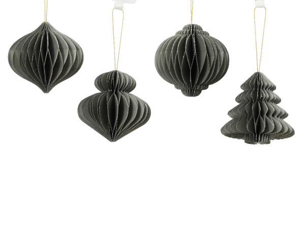 Christbaumschmuck Hänger ORNAMENT grau in grau aus Papier