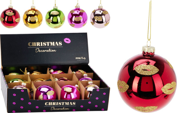 Weihnachtskugel LIPS in mehrfarbig aus Glas