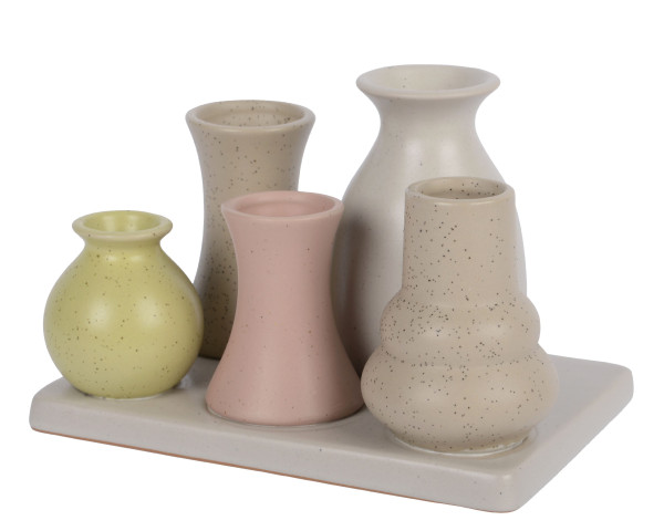 Vasen Arrangement in beige aus Steingut
