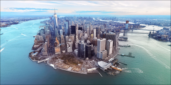 Keilrahmenbild MANHATTAN in mehrfarbig aus Holz