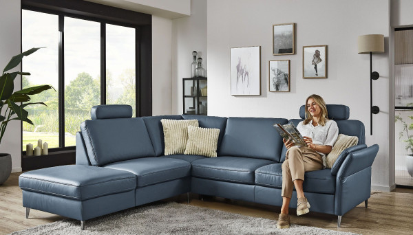 Polsterecke SYSTEMPOLSTER ZAZOU in grau aus Leder