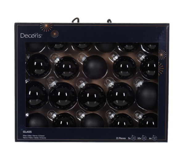 Weihnachtskugel-Box MIDI SCHWARZ in schwarz aus Glas