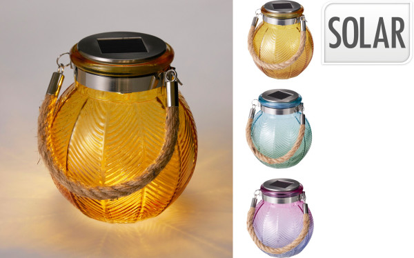 Laterne LED SOLAR OSCAR in mehrfarbig aus Glas