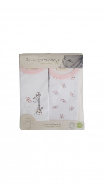 Body Langarm 2er Set in rosa aus Stoff
