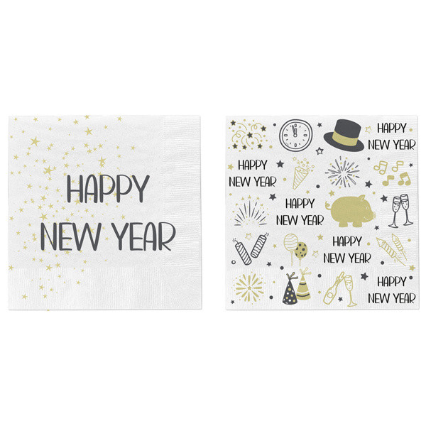 Servietten HAPPY NEW YEAR in mehrfarbig aus Papier