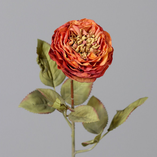 Kunstblume ROSE in orange aus Kunststoff