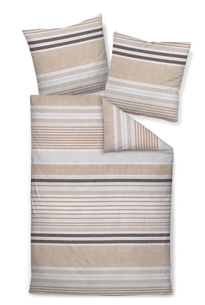 Bettwäsche PALERMO Mako-Satin in beige aus Baumwolle