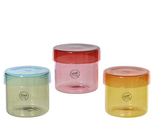 Aufbewahrungsdose in mehrfarbig aus Glas
