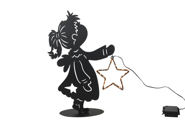 Dekofigur LED ENGEL in schwarz aus Metall