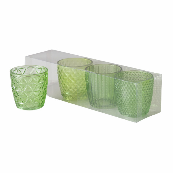 Windlicht-Set MARILU grün in grün aus Glas