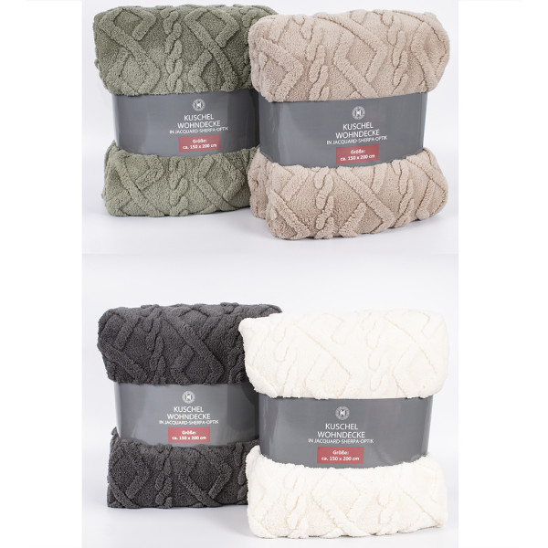 Decke SHERPA JAQUARD in mehrfarbig aus Polyester